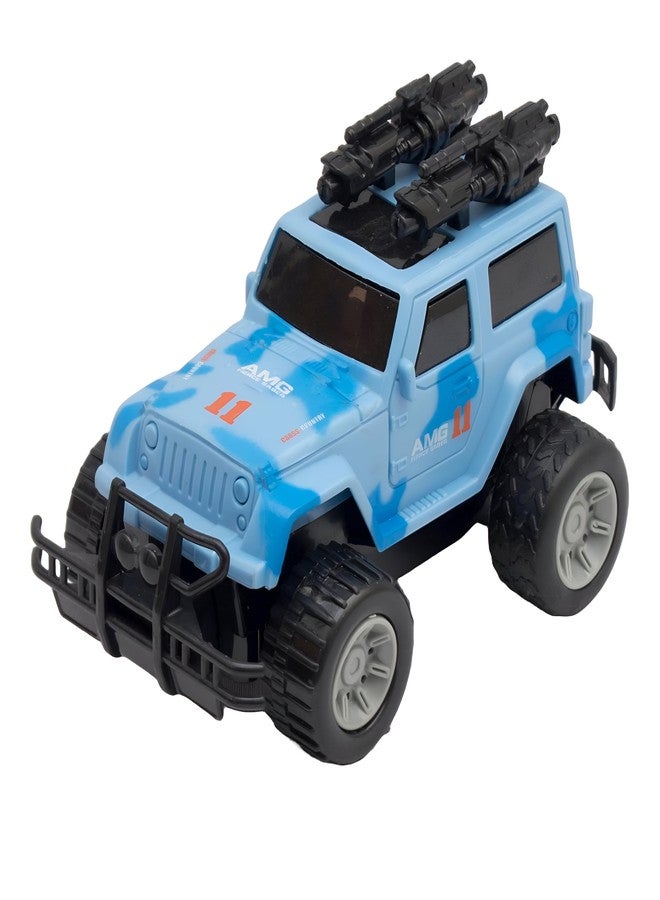 GRAPHITOS Friction Toy with Light & Music Military Vehicle Truck Toy for Kids Blue Color - Image 1